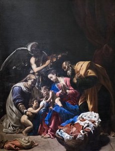 Heilige Familie mit der heiligen Elisabeth, dem heiligen Johannes dem Täufer und einem Engel von Orazio Borgianni