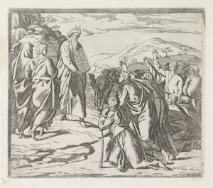 Moses zeigt die Gesetzestafeln