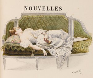 Halbtitel für Nouvelles von Alfred de Musset, 1887 von Oreste Cortazzo