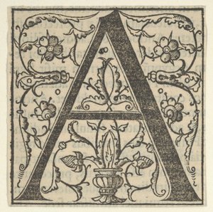 Initialbuchstabe A mit Girlanden von Oronce Fine