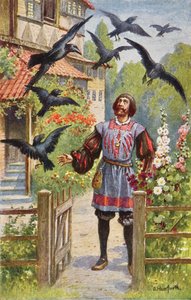 Der wütende Vater, der seine sieben Söhne verflucht hat, sieht sie alle in Raben verwandelt von Oskar Herrfurth