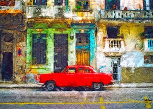 Rote klassische Havanna-Straße von Osvaldo Russo
