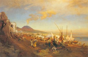 Am Strand von Neapel von Oswald Achenbach