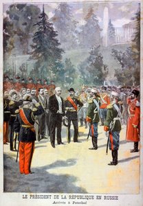 Felix Faure, Präsident von Frankreich, wird im Peterhof, St. Petersburg, Russland, empfangen