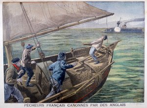 Französische Fischer von den Briten beschossen, 1899 von Oswaldo Tofani