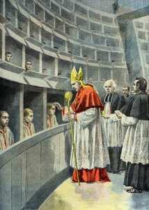 Monsignore Richard spendet jungen Gefangenen in der Petite Roquette die Firmung