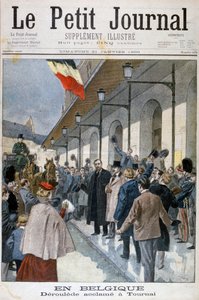 Paul Déroulède bei seiner Ankunft im Exil in Tournai, Belgien, 1900