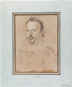Porträt von Vincenzo I. Gonzaga, Herzog von Mantua (1562-1612). Zeichnung von Ottavio Leoni (1578-1630). Genua, Musei di Strada Nuova, Inv. 2440