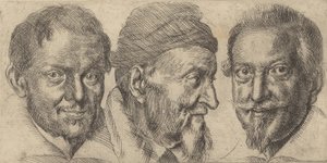 Drei Porträts, möglicherweise Camillo Graffico, Ercole Pedemonte und Antoni darstellend