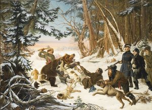 Der Zarewitsch Alexander Nikolajewitsch auf Bärenjagd am Stadtrand von Moskau von Otto Grashof