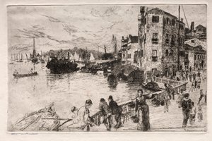 Radierungen von Venedig: Castello-Viertel, Riva, 19. Jahrhundert