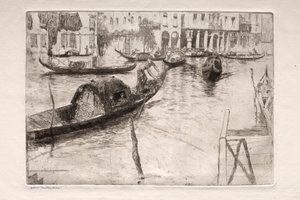 Radierungen von Venedig: Traghetto San Felice, 19. Jahrhundert von Otto H. Bacher