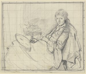Luise Scholderer auf der Ottomane von Otto Scholderer