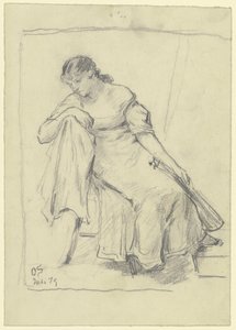 Sitzende Frau mit Mandoline von Otto Scholderer