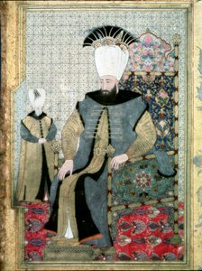 Porträt von Sultan Ahmet III (1673-1736). Miniatur aus dem Topkapi Sarayi Museum