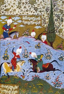Prinz beim Polo spielen, Illustration aus Divan-i Nevai, gesammelte Gedichte von Ali Sir Nevai von Ottoman School