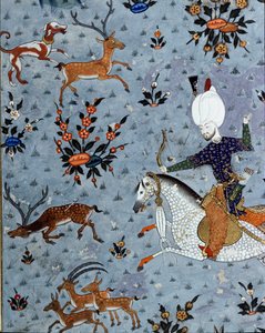 Darstellung der Höflinge von Sultan Murad II. bei der Hirschjagd (Detail) von Ottoman School