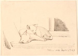 Zwei schlafende Katzen von P.C. Skovgaard