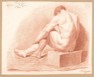 Sitzender männlicher Akt, von hinten gesehen (2. Preis 1809) von P. Luypen