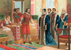 Francis Bacon vor der parlamentarischen Kommission von P. Ros