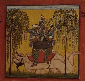 Bhadrakali, aus einem tantrischen Text, Basohli, Himachal Pradesh
