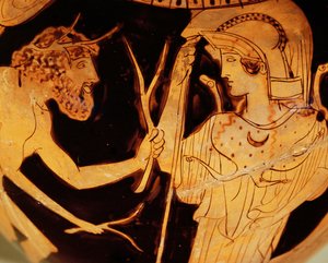 Odysseus und Athene beim Treffen mit Nausikaa