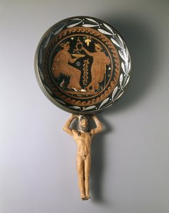 Rotfigurige Patera mit Atlasgriff, letztes Drittel des 4. Jahrhunderts v. Chr.