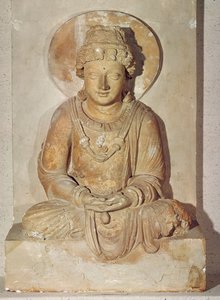 Buddha im Meditationssitz, aus Ganhara, griechisch-buddhistischer Stil, 1.-4. Jahrhundert