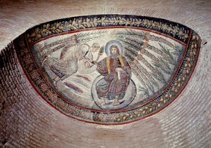 Frühchristliche Kunst: Erlöser, der das Gesetz gibt (Frieden), Mosaik der Apsis, 4. Jahrhundert