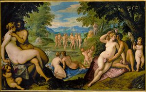 Amori: Reciproco Amore Eine von vier Gemälden der Serie Liebe im Goldenen Zeitalter von Paolo (1540-96) Fiammingo