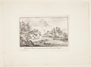 Ansicht des Tiber links von der Porta del Popolo