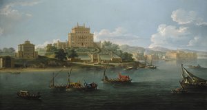 Ansicht der Villa Costaguti und Villa Pamphilj zwischen Anzio und Nettuno von Paolo Anesi