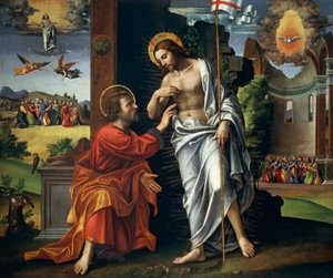 Christus und der ungläubige Thomas, von Paolo Cavazzola (1486-1522)