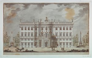 Zeichnung, Entwurf für die Erhebung einer Villa, spätes 18. Jahrhundert von Paolo Posi