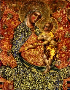 Madonna und Kind auf dem Thron mit zwei Engeln von Paolo Veneziano