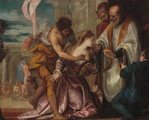 Das Martyrium und die letzte Kommunion der Heiligen Lucia, ca. 1585-1586