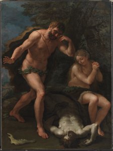 Adam und Eva beklagen den Körper von Abel