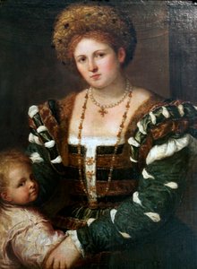 Porträt einer Dame mit ihrem Sohn, Mitte der 1530er Jahre