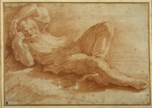 Bärtige Figur, schlafend von Parmigianino