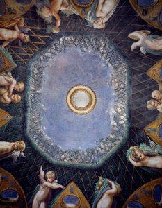 Putti und Himmelsblick, Detail von Parmigianino