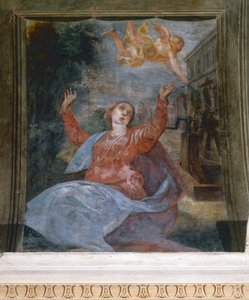 Heilige Agatha, von Parmigianino (1503-1540), Fresko, Kirche San Giovanni Evangelista, Parma, Emilia-Romagna, Italien von Parmigianino