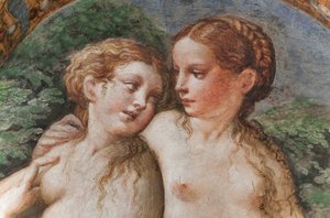 Zwei Nymphen am Bad der Diana, aus dem Raum der Diana und Aktäon (Detail)