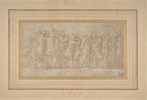 Römische oder griechische Krieger feiern nach einem Sieg, 1503-1540 von Parmigianino