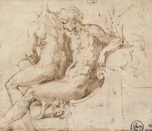 Zwei Liebende auf einem Sofa sitzend von Parmigianino