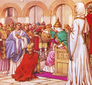 Im Jahr 610 n. Chr. verbannte Brunehilda, Königin der Burgunder, Columbanus, weil er gegen den Luxus ihres Hofes predigte