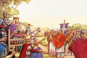 Der heilige Augustinus kommt in England an