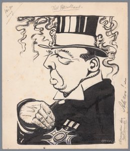 Politiker mit Zylinder und Auszeichnung auf der Brust Das Ergebnis von Patricq Kroon (signed by artist)