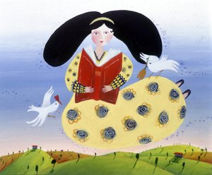 Mädchen mit Vögeln - Illustration von Patrizia La Porta von Patrizia La Porta
