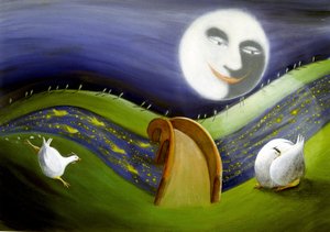 Landschaft des Vollmonds: Illustration von Patrizia la Porta