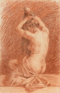 Weibliche Figur beim Haare frisieren von Paul Albert Baudouin